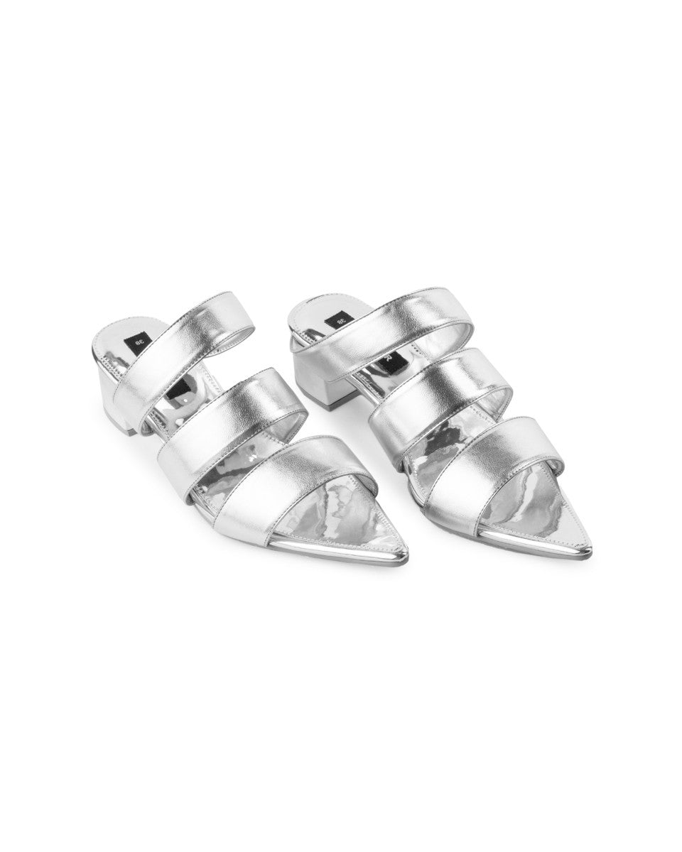 Mader Triple Straps Heels Silver