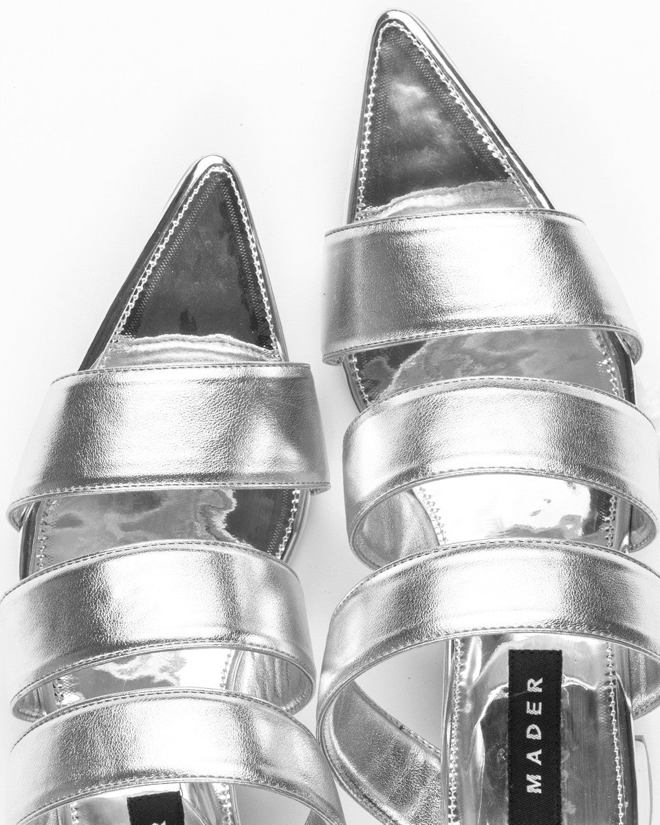 Mader Triple Straps Heels Silver Detail