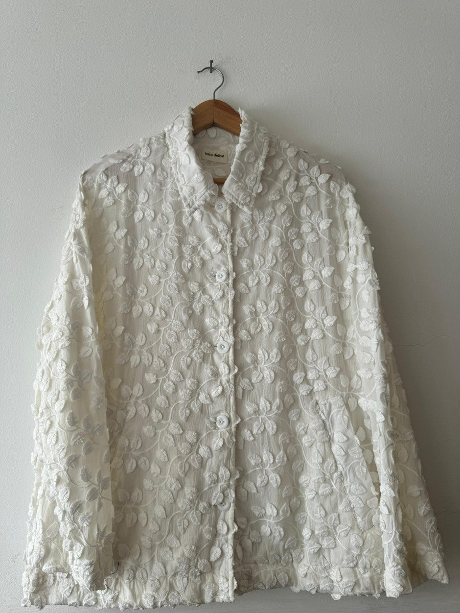 Cello Embroidery Shirt Jacket White - Toko Didiyo