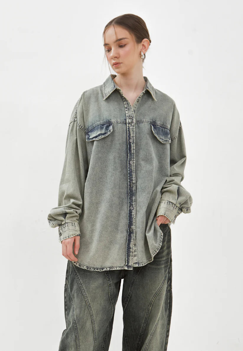 Snow Wash Denim Shirt - Catha