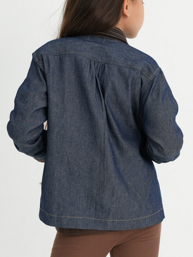HGL Bambini - Dawson Barn Jacket Denim With Espresso Stripes - Little Saints