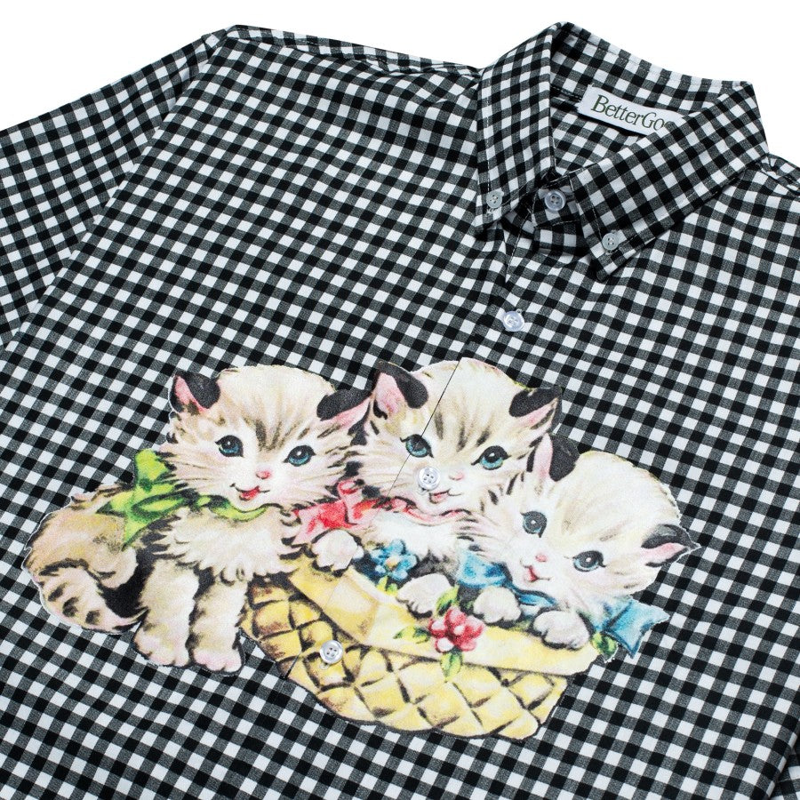 Gingham Kittens Shirt Black - Better Goods