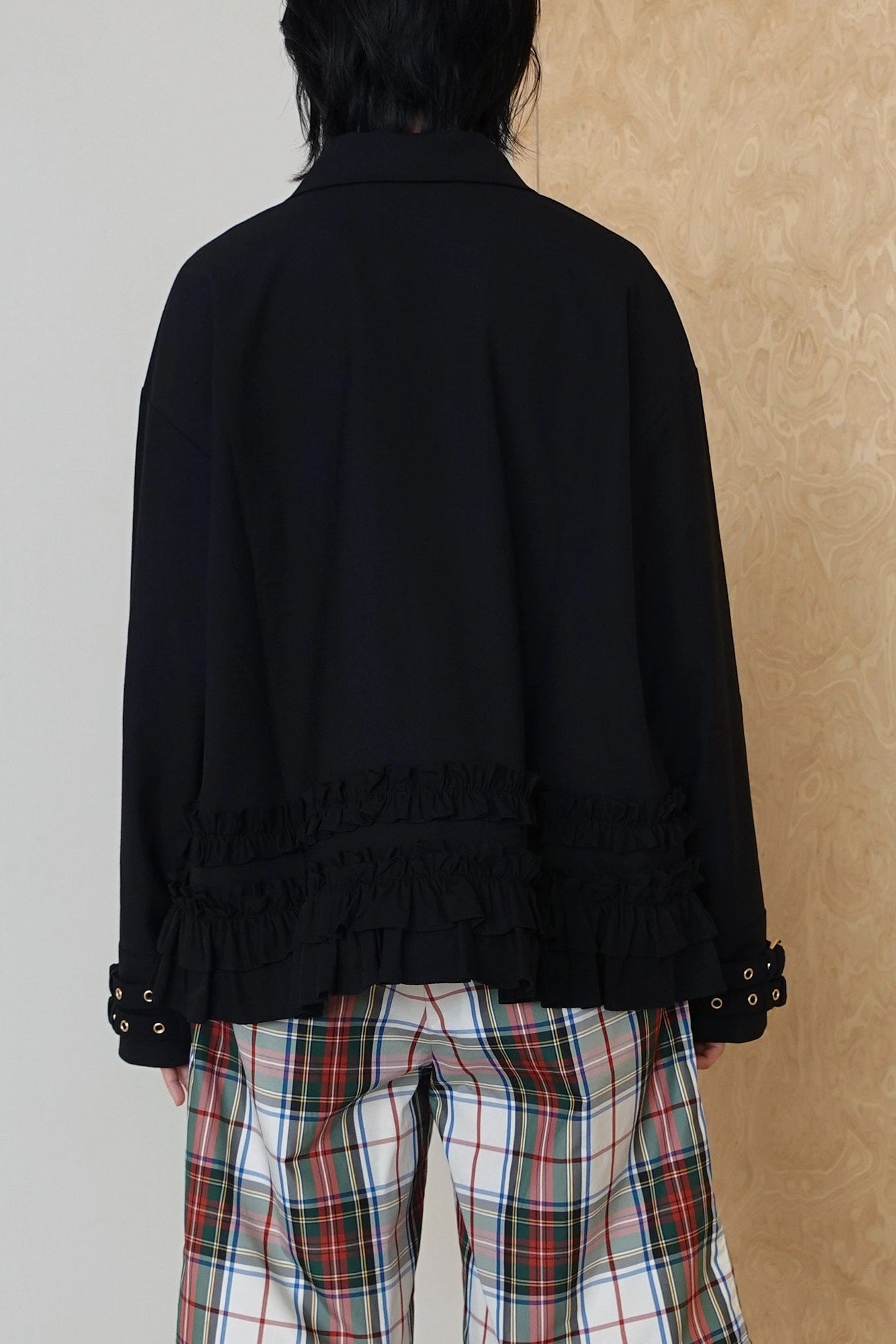 Double Buckle Frill Jacket Black - Argyle & Oxford