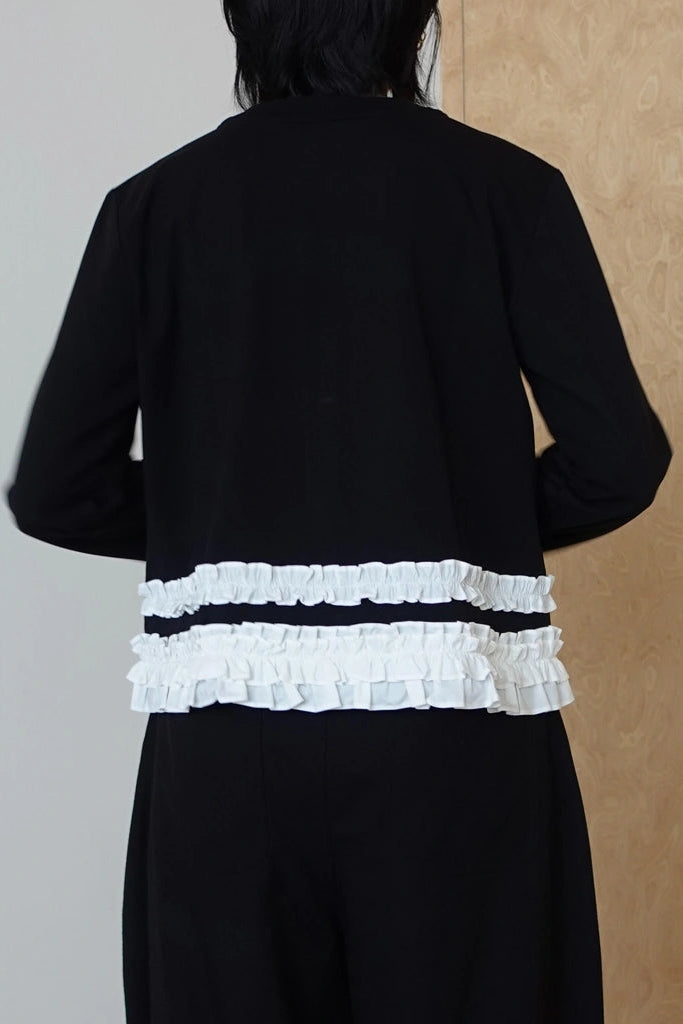 Frill Cardigan Black - Argyle & Oxford