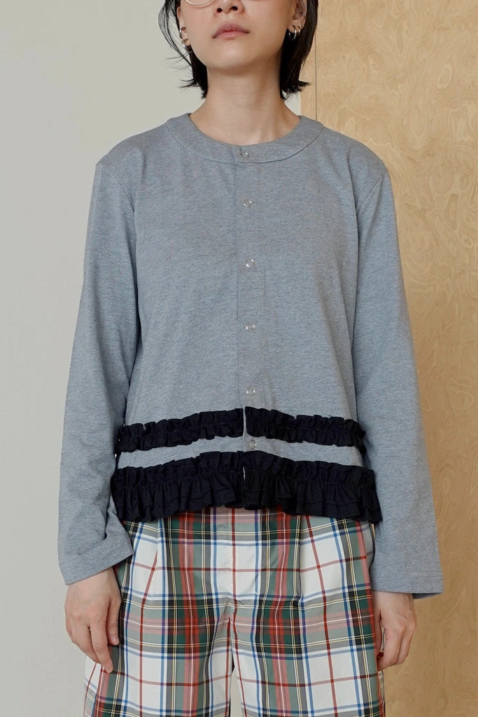 Frill Cardigan Grey - Argyle & Oxford