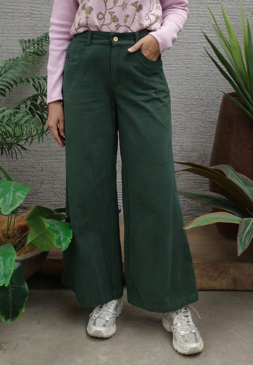 Nonaetal Seroja Flare Pants Hunter Green - Nona