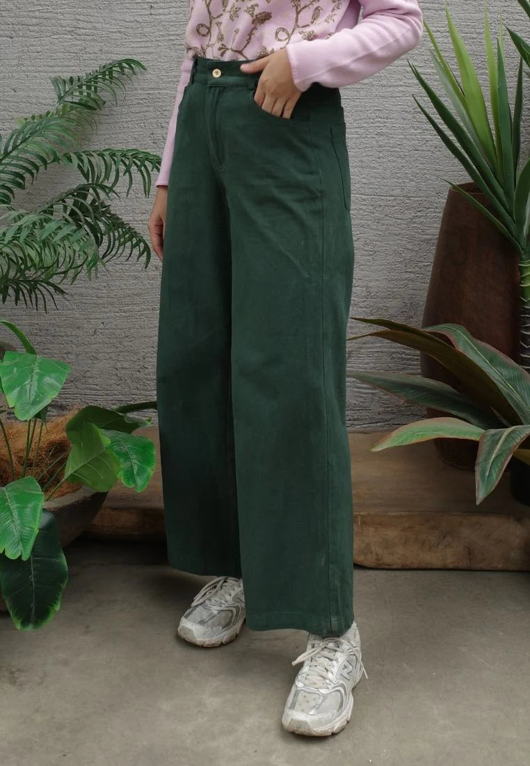 Nonaetal Seroja Flare Pants Hunter Green - Nona