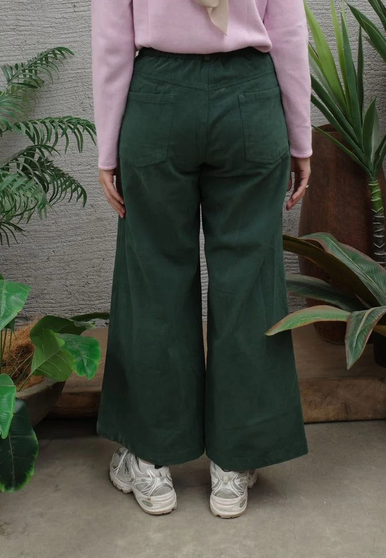 Nonaetal Seroja Flare Pants Hunter Green - Nona