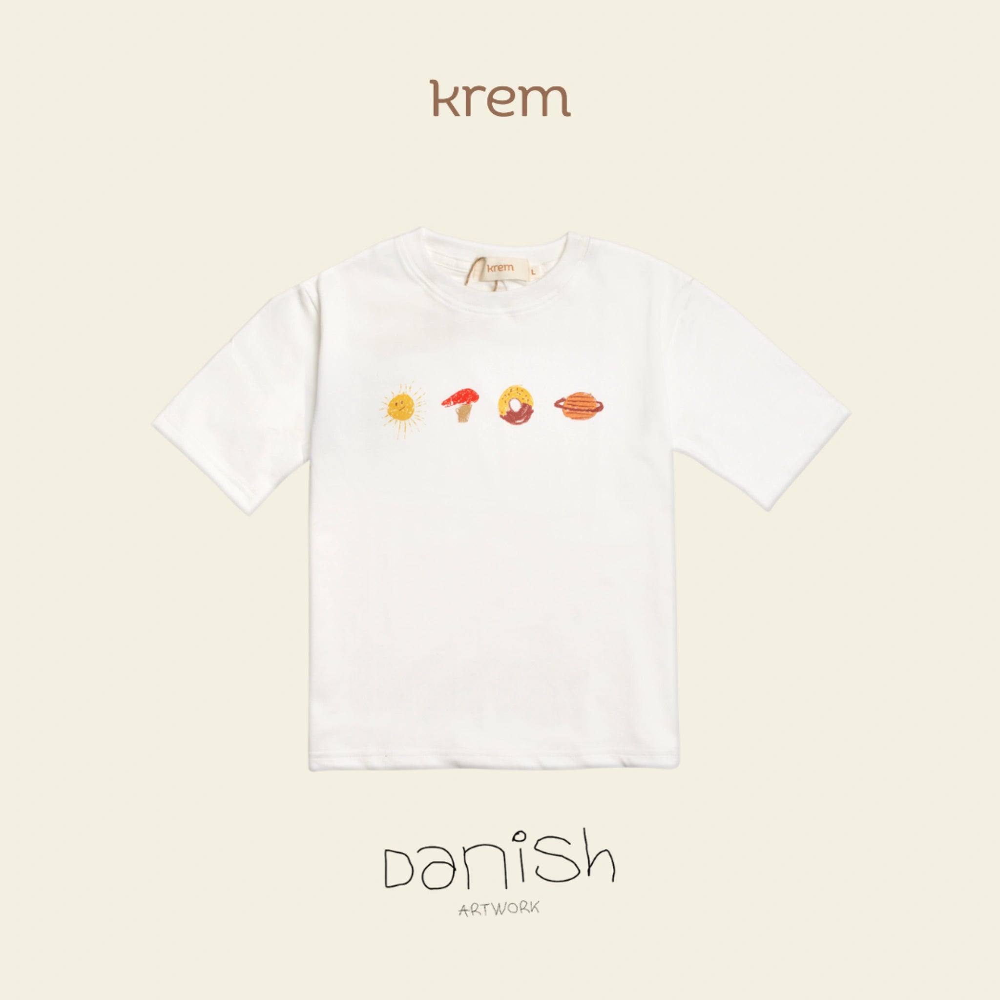 HGL Bambini - Little Artist  Tees - Food Planet White - Krem
