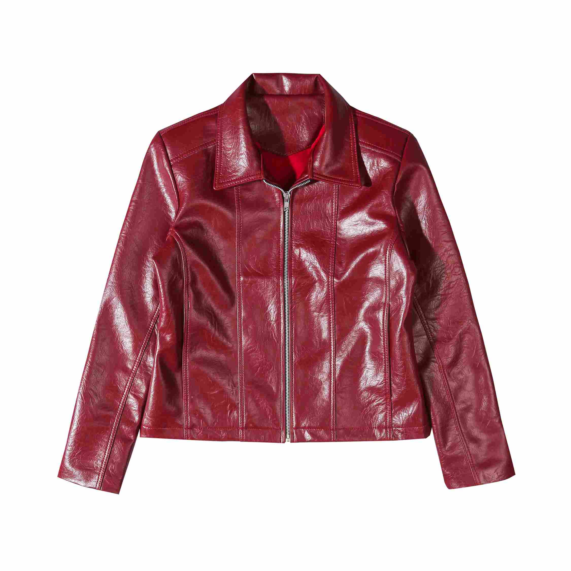 Leather Jacket Crimson Red - Omo