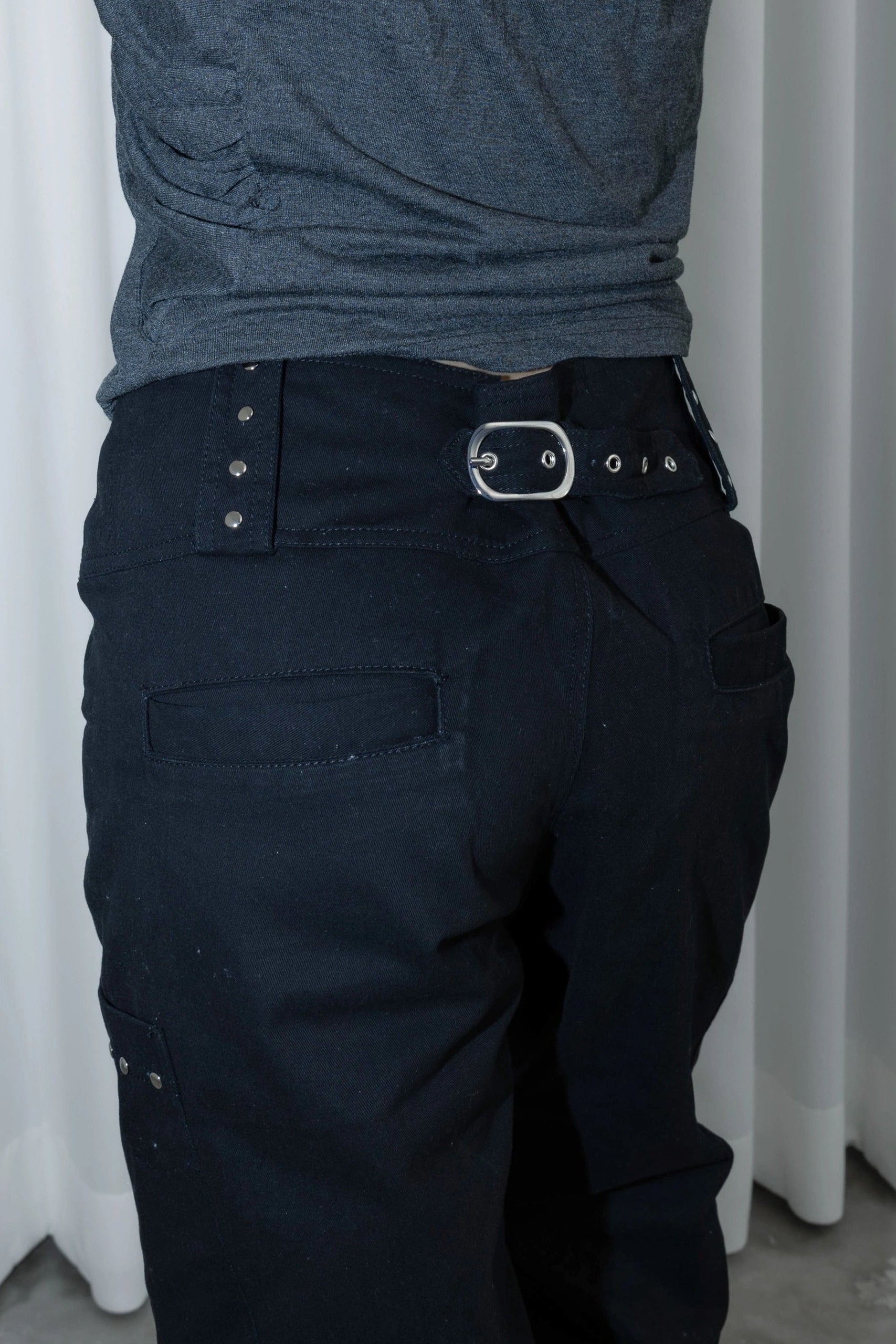 Stud Straight Long Pants Black - Catha