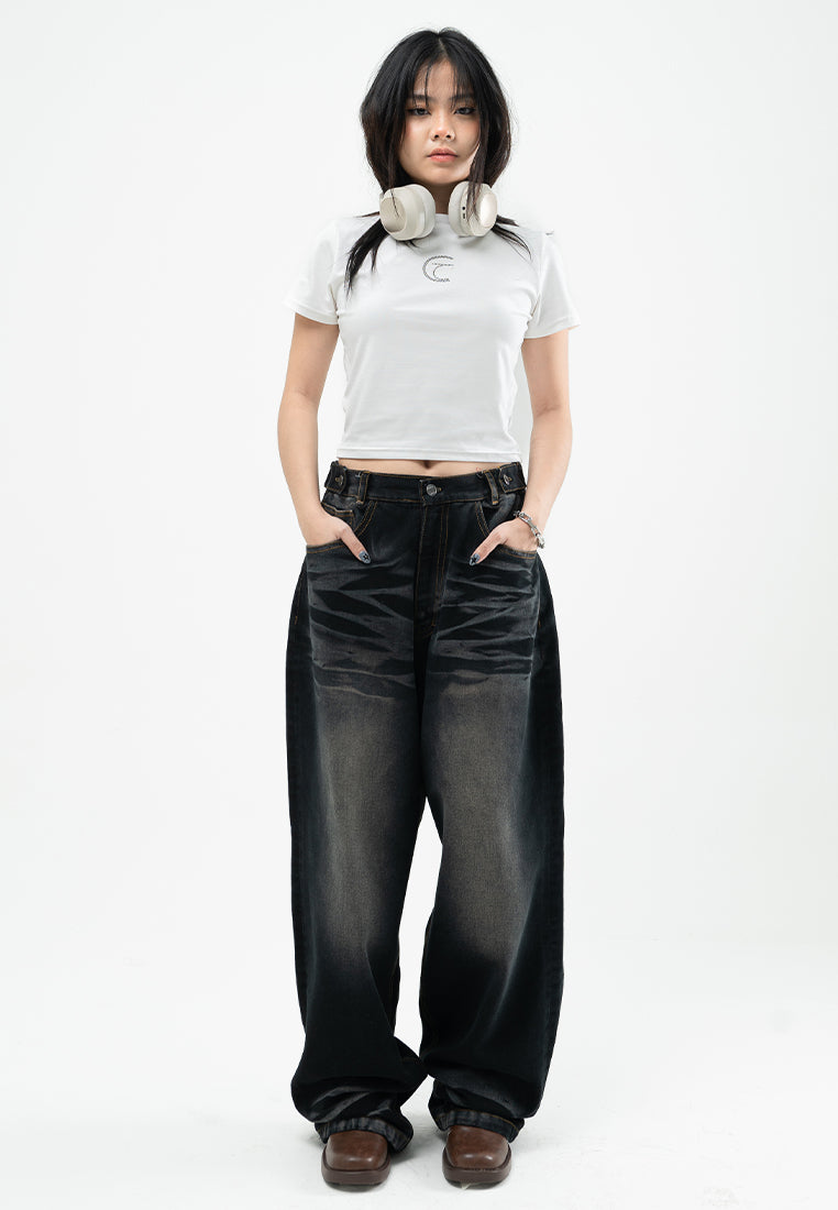 Black Line Up Washed Jeans - Catha