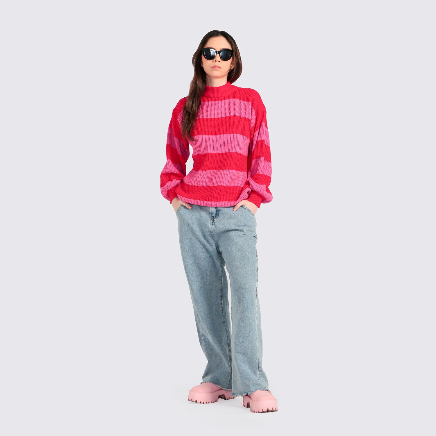 ​Tango Stripes Sweater Red Pink - Tuff Puff