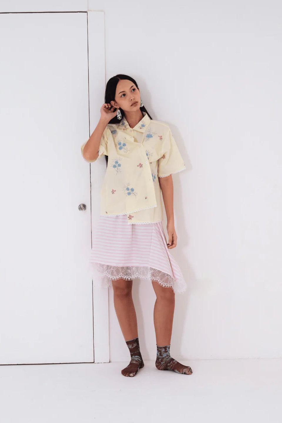 Lennon Skirt Pink White - Toko Didiyo