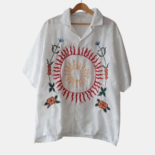 Sun Embroidery Short Sleeve Shirt - Toko Didiyo