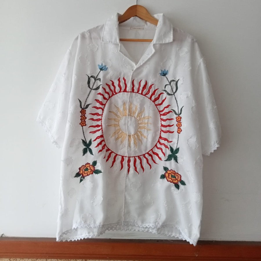 Sun Embroidery Short Sleeve Shirt - Toko Didiyo