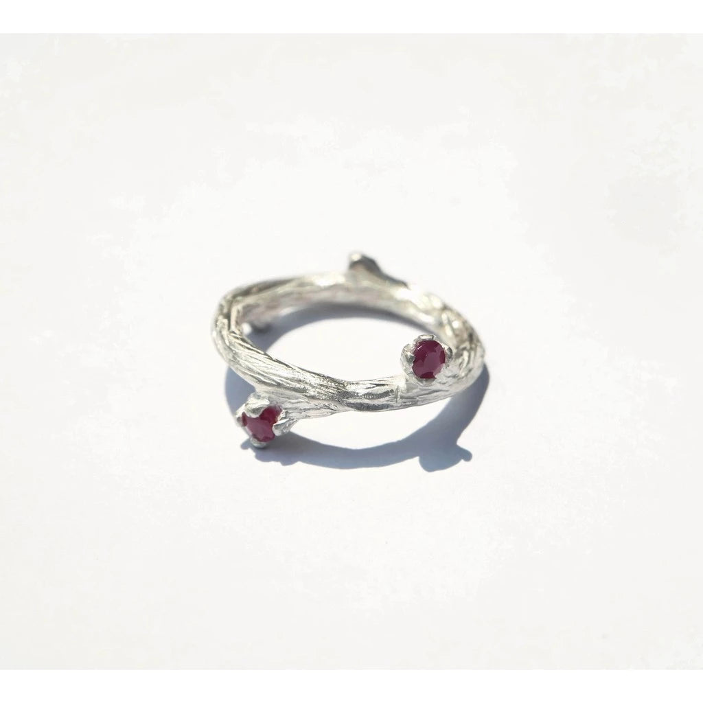 Twig Ring With Ruby Strones - Not Your Birthday