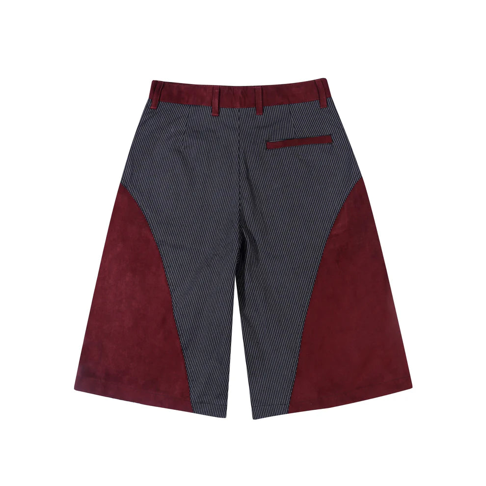 X Tsukasa Stripe Medium Shorts Maroon - Quiet Under None