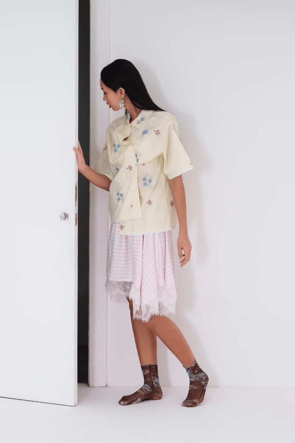 Lennon Skirt Pink White - Toko Didiyo
