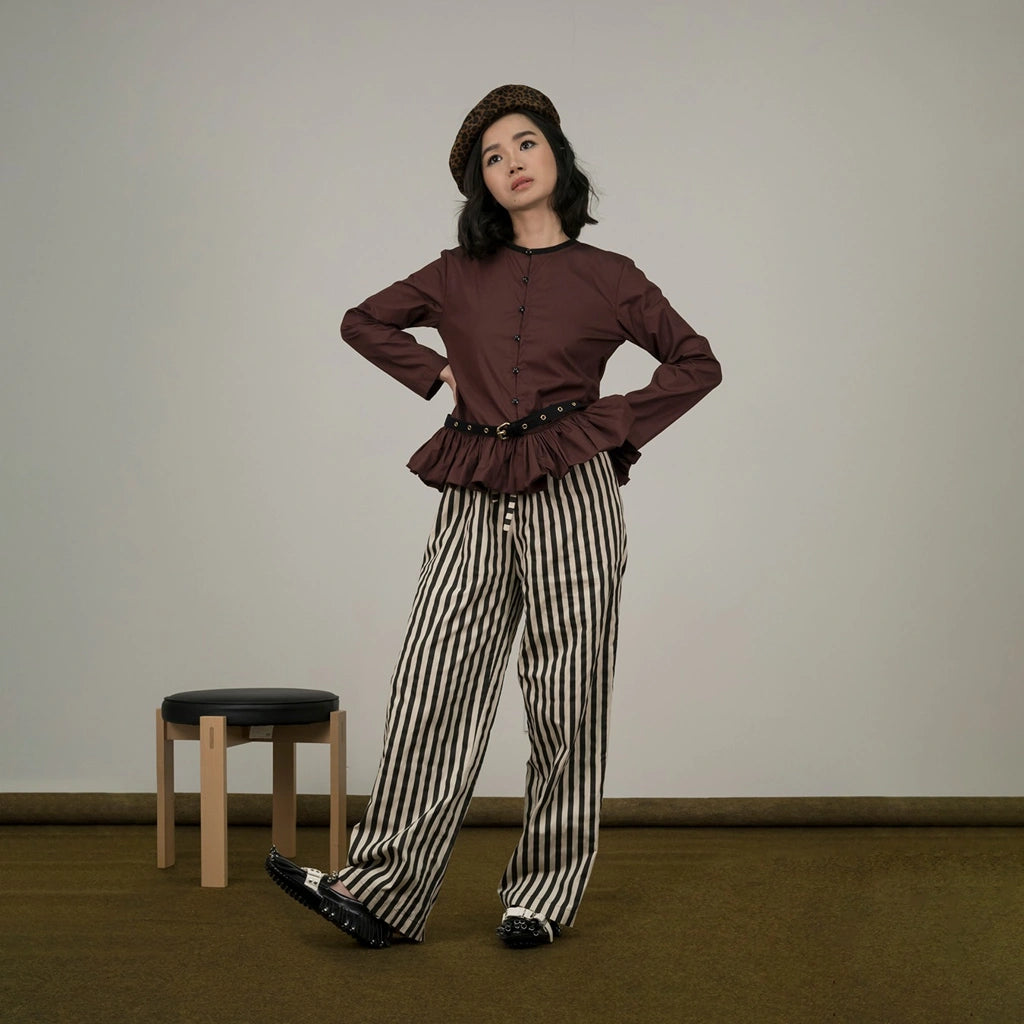 Bordeaux Tutu Shirt With Belt Maroon - Argyle & oxford