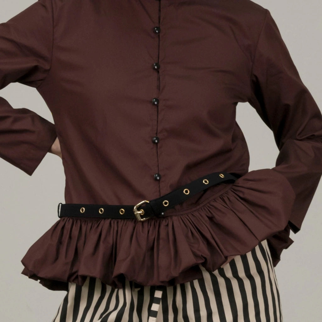 Bordeaux Tutu Shirt With Belt Maroon - Argyle & oxford
