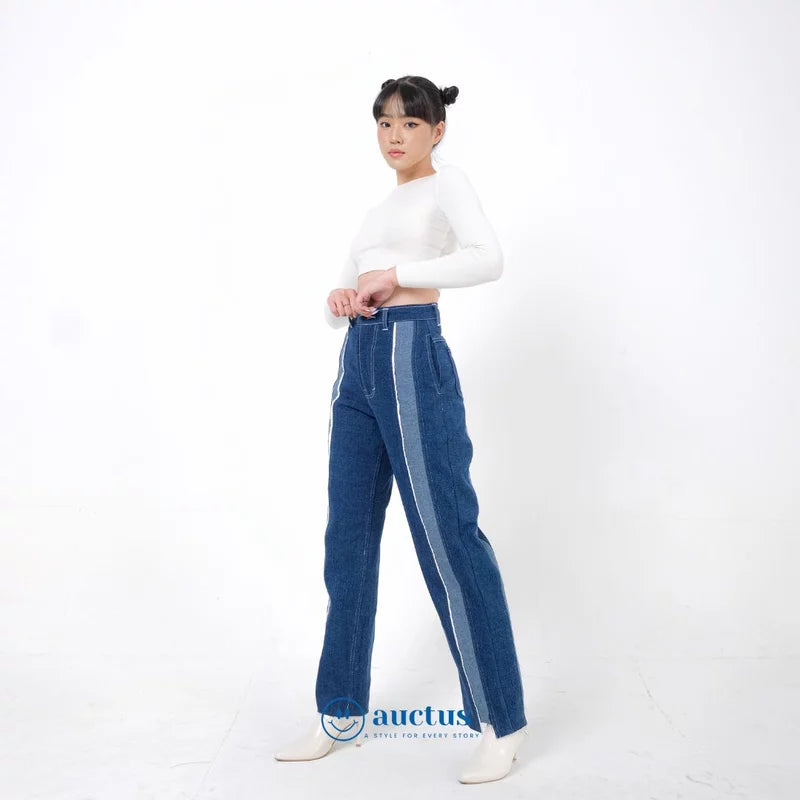 Laurent Stripe Pants Medium Blue  - The Auctus