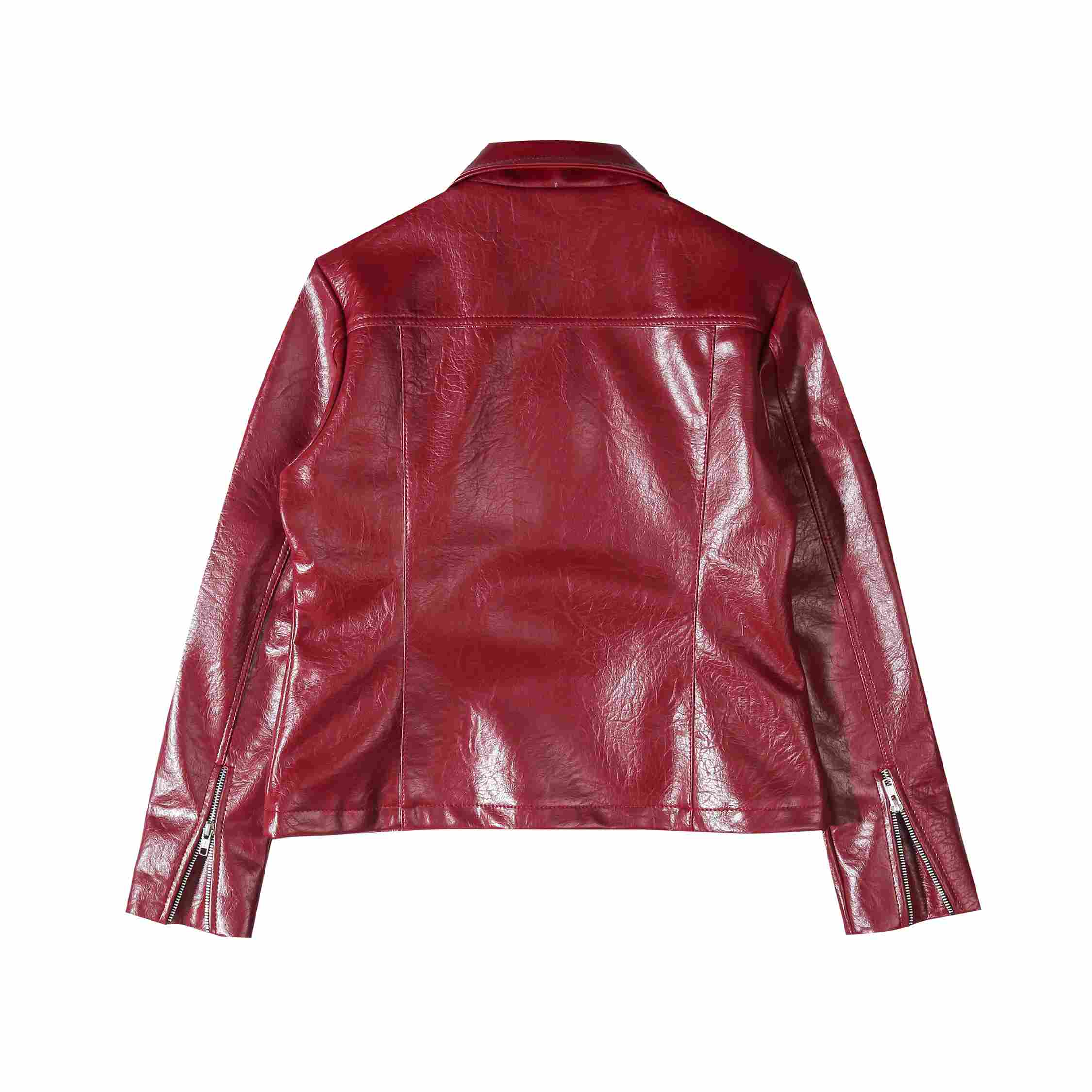 Leather Jacket Crimson Red - Omo