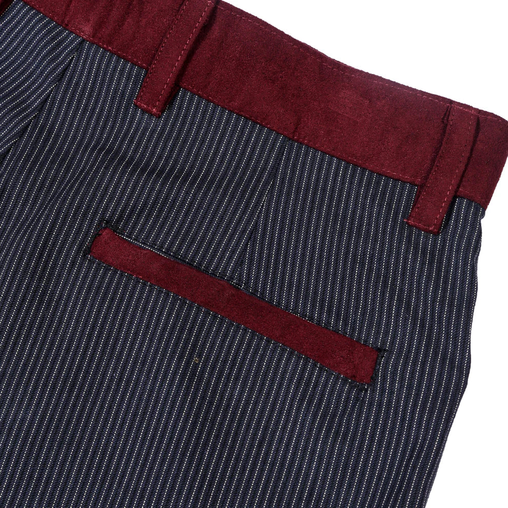 X Tsukasa Stripe Medium Shorts Maroon - Quiet Under None