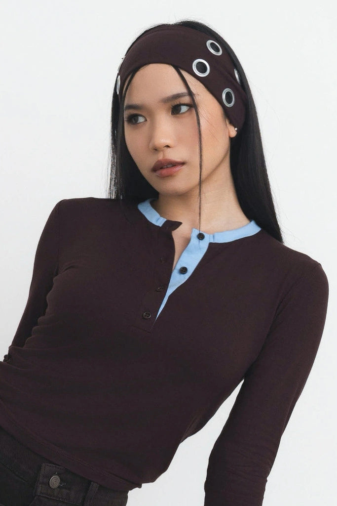 Eyelet Headband Dark Brown - Catha