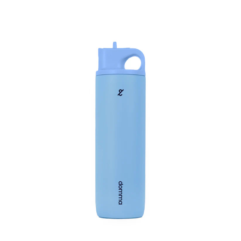 Light blue insulated tumbler with a lid by Domma on a white background