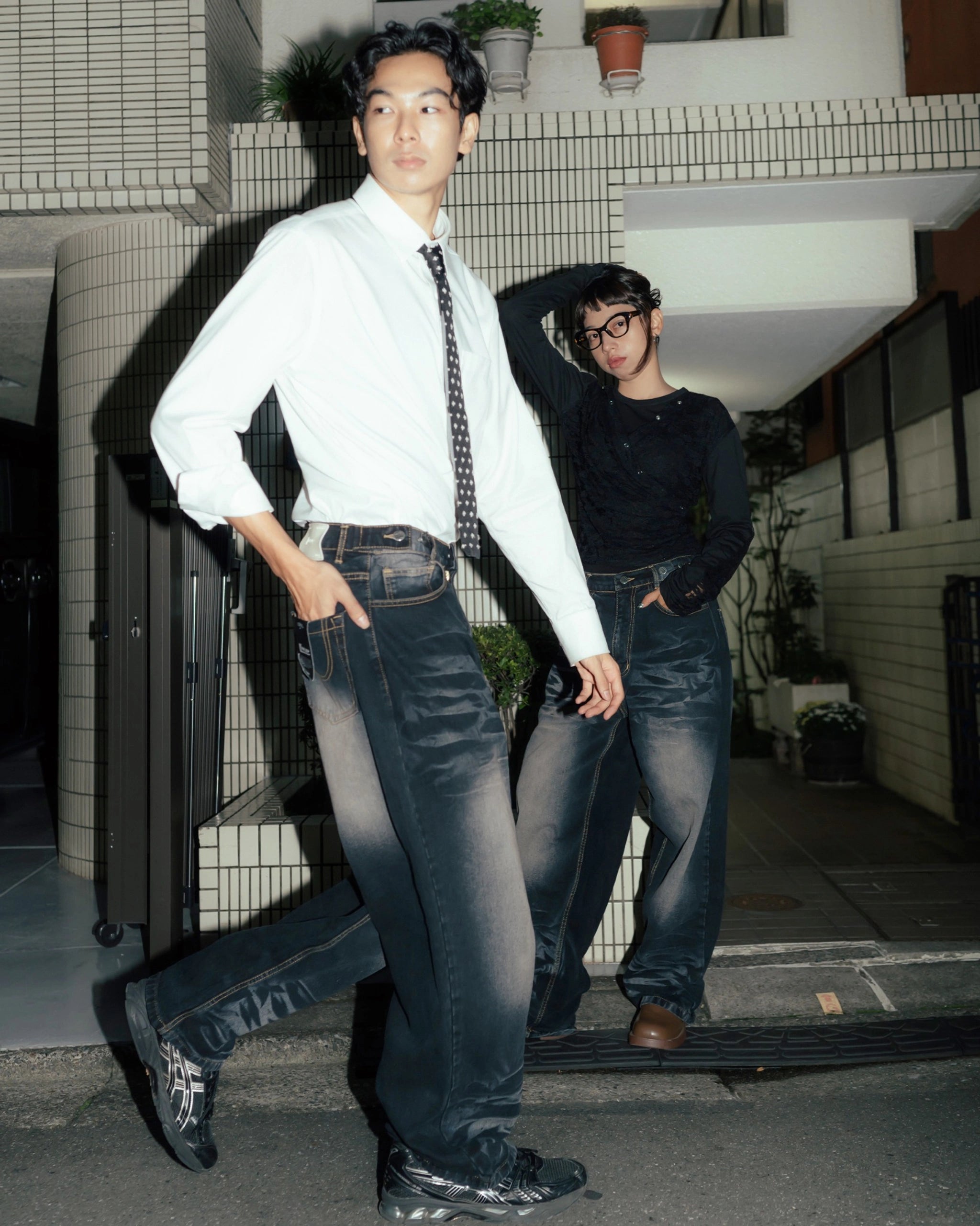 Black Line Up Washed Jeans - Catha