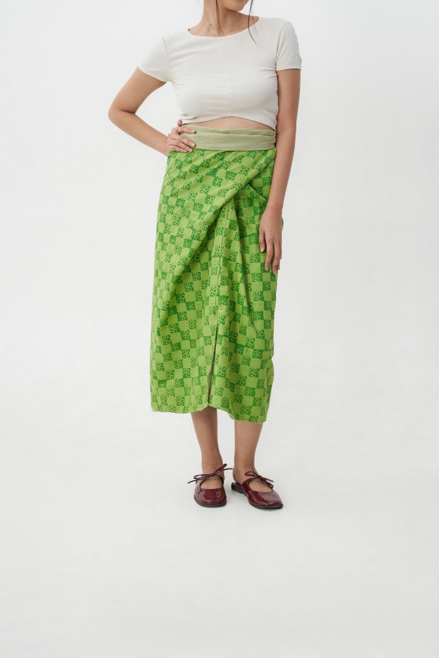 Kuka Wrap Skirt 2 in 1 Green - Kurantaka