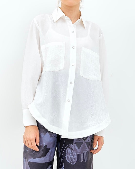 Shirt Plain Crinkle White - NASL
