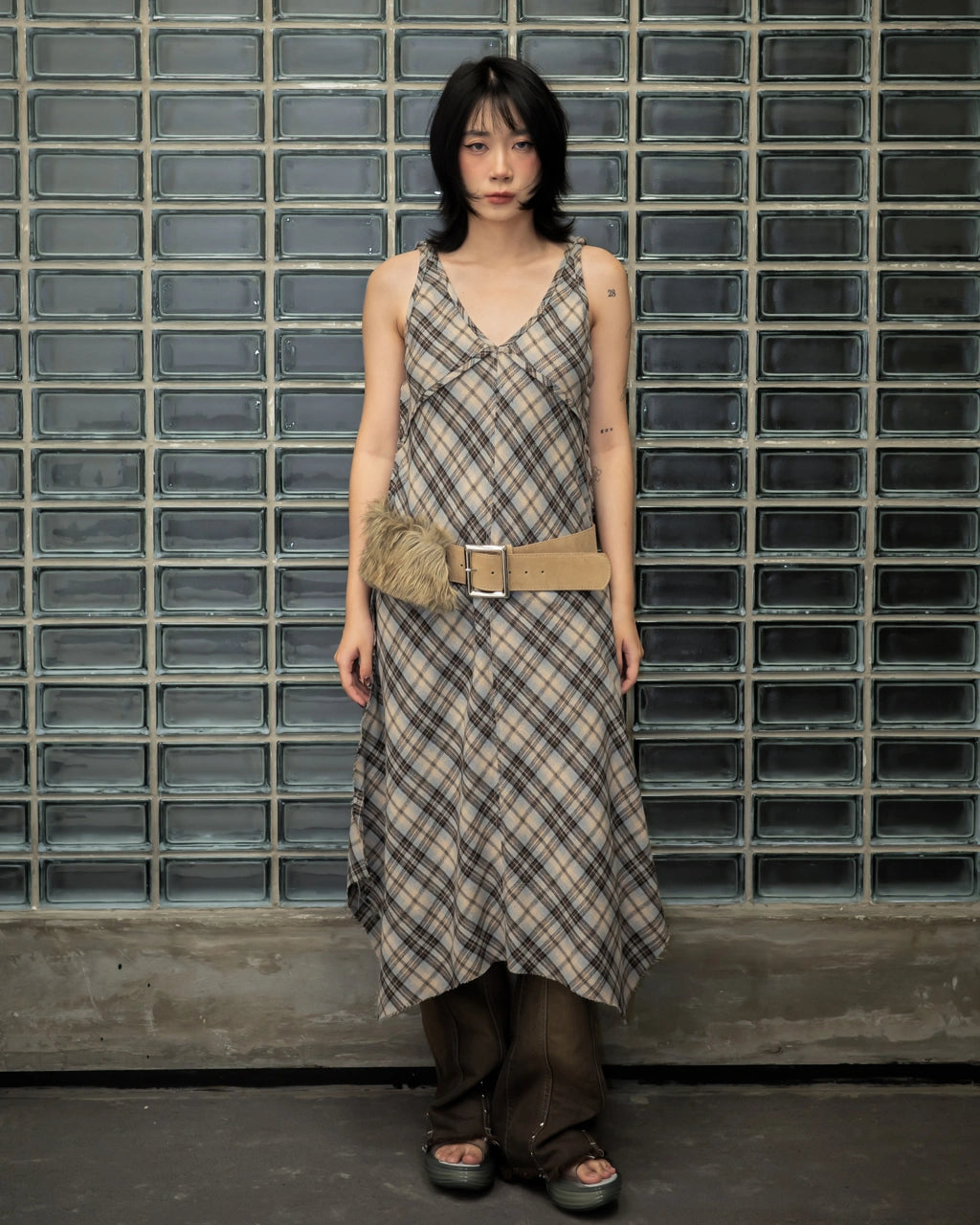 Detachable Fur Belt Khaki - Catha