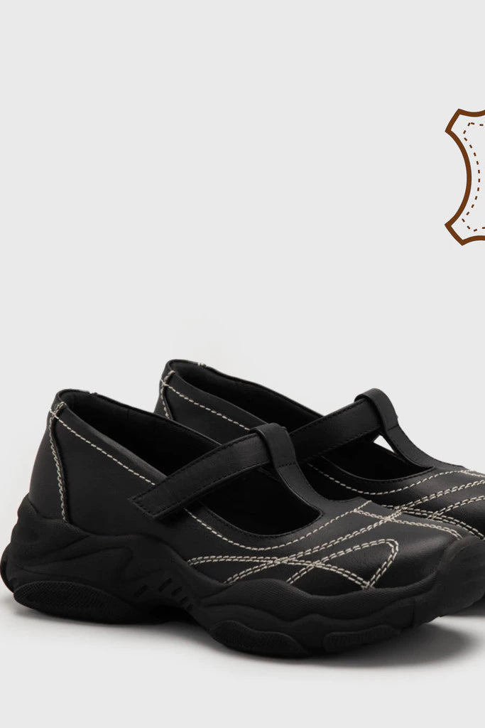 Allegra Sneakers Genuine Leather Black - Adorable Projects