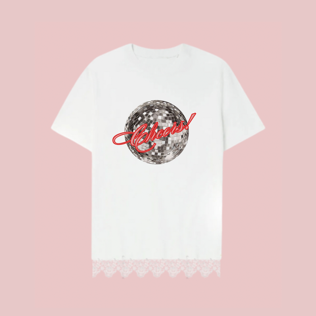 Cheers Lace TShirt White - Tuff Puff