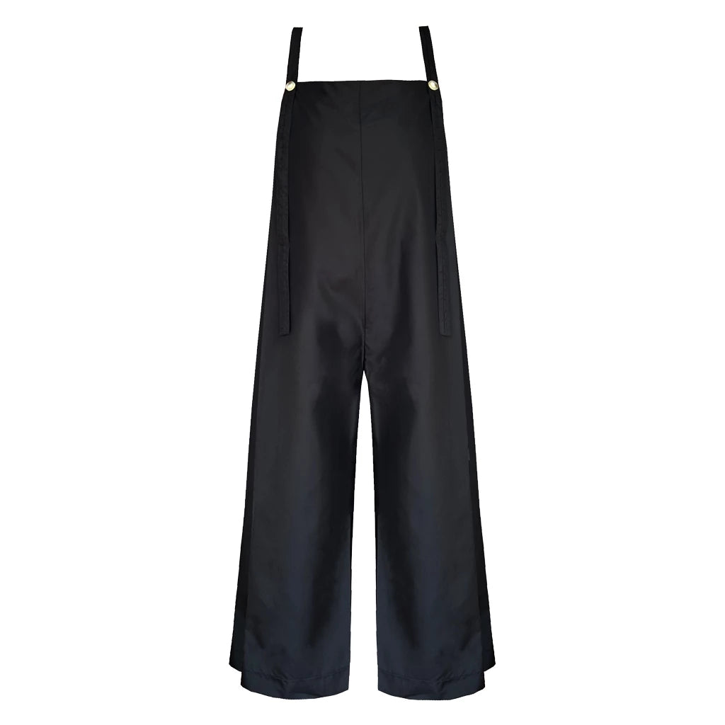 Black overalls by Hunting Fields on a white background
