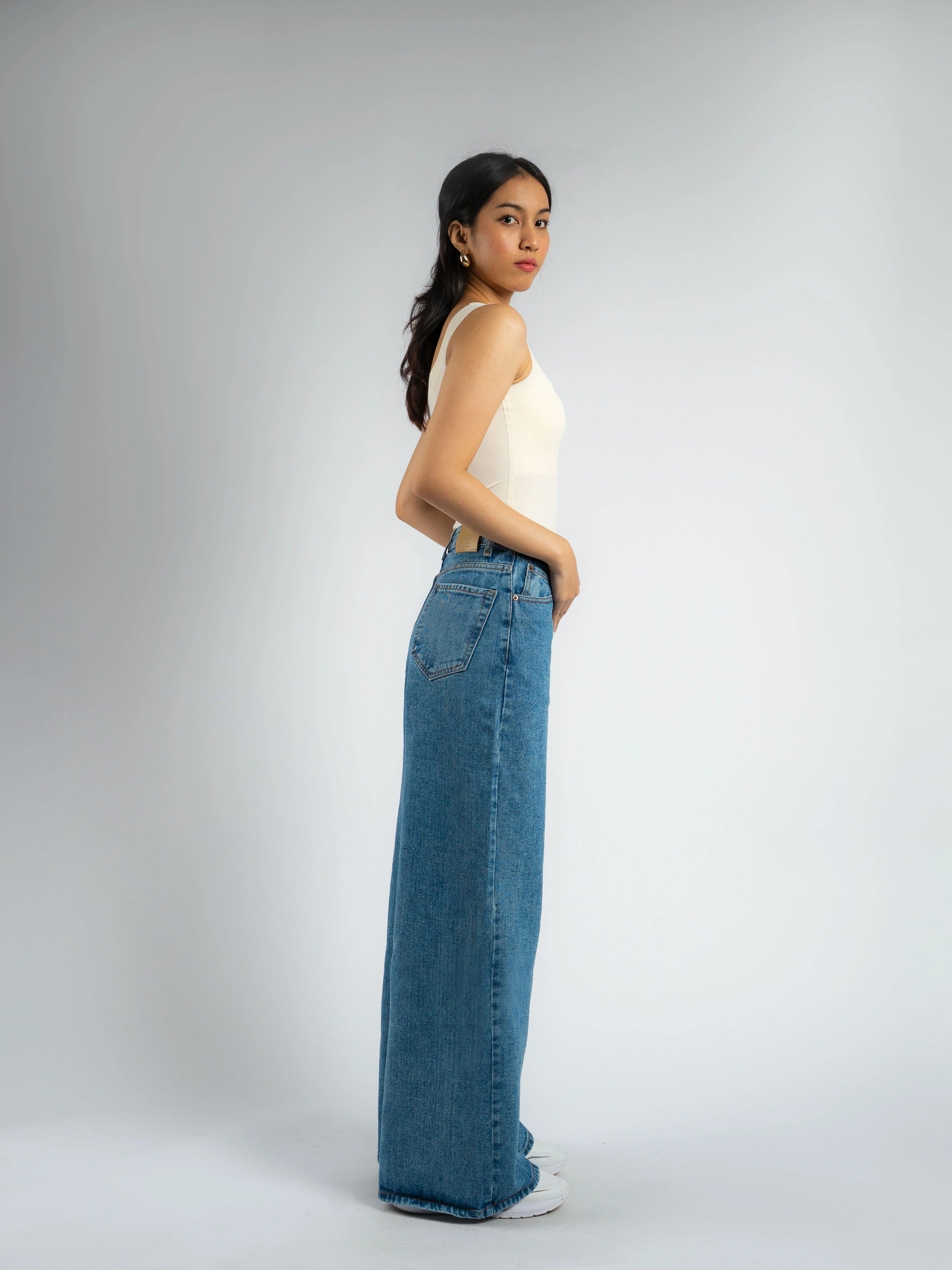Aiden Denim Wide Leg Pants - Ambra La Moda