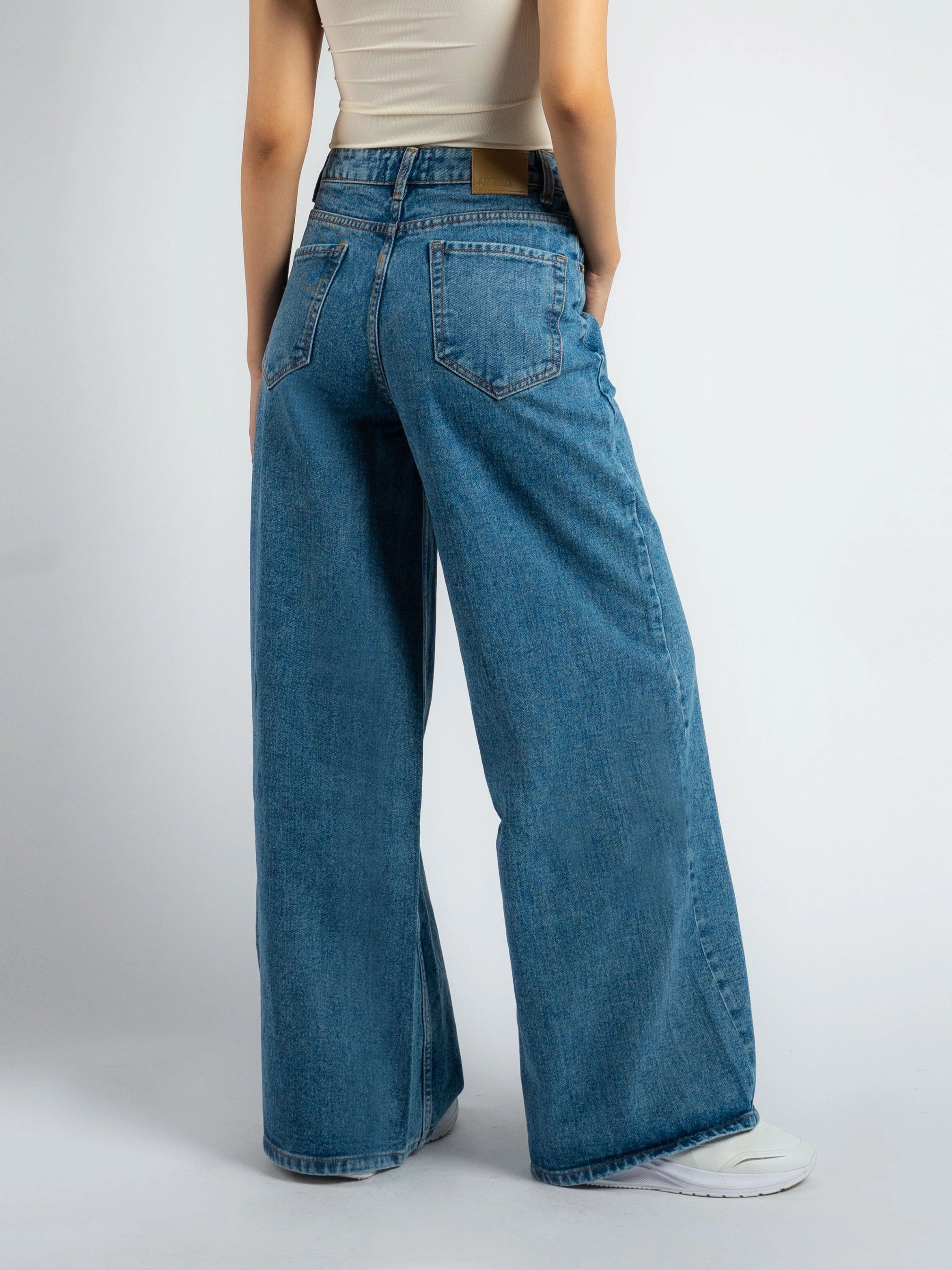 Aiden Denim Wide Leg Pants - Ambra La Moda