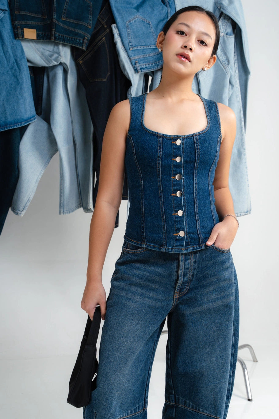 Zania Denim Tops Brownie Blue - Ambra La Moda