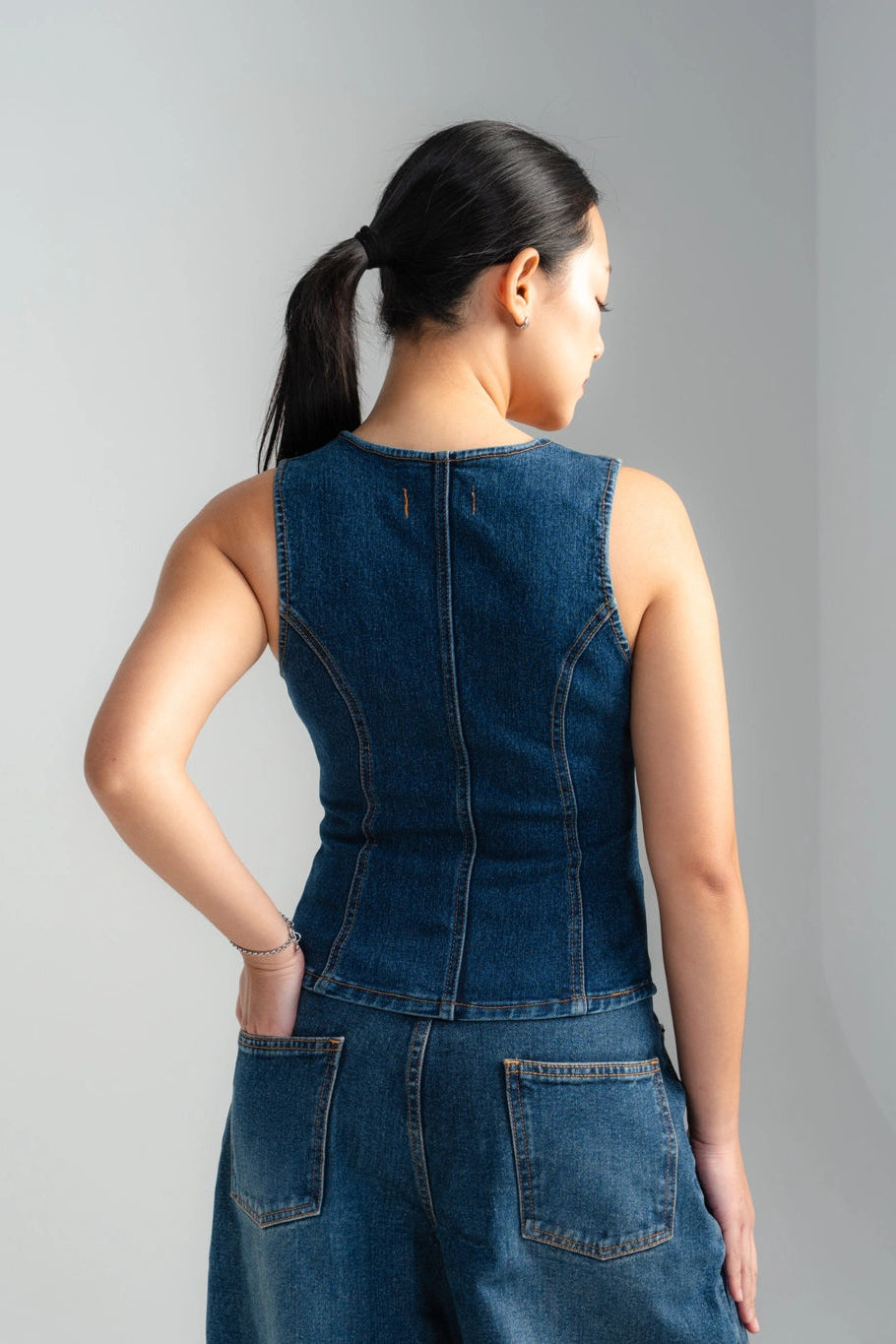 Zania Denim Tops Brownie Blue - Ambra La Moda