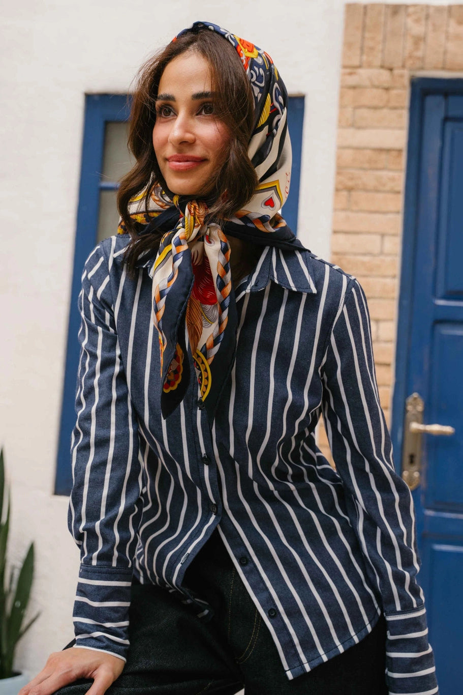 Olla Slim Fit Shirt Stripe Denim - Ambra La Moda