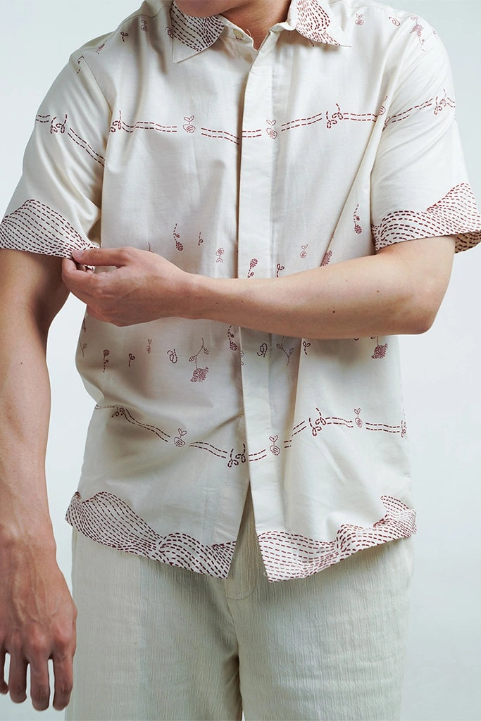 Kembali Men Shirt Shortsleeve Ivory - Damakara