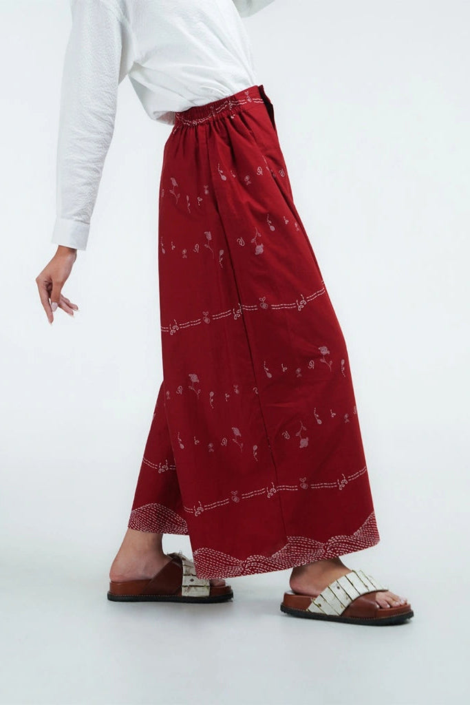 Kembali Pallazo Pants Red - Damakara