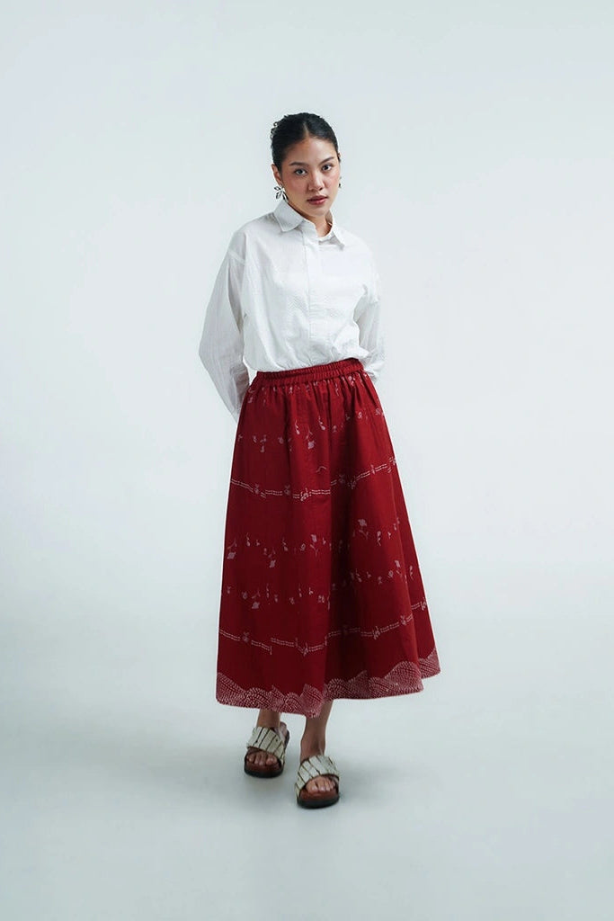 Kembali Panel Skirt Red - Damakara