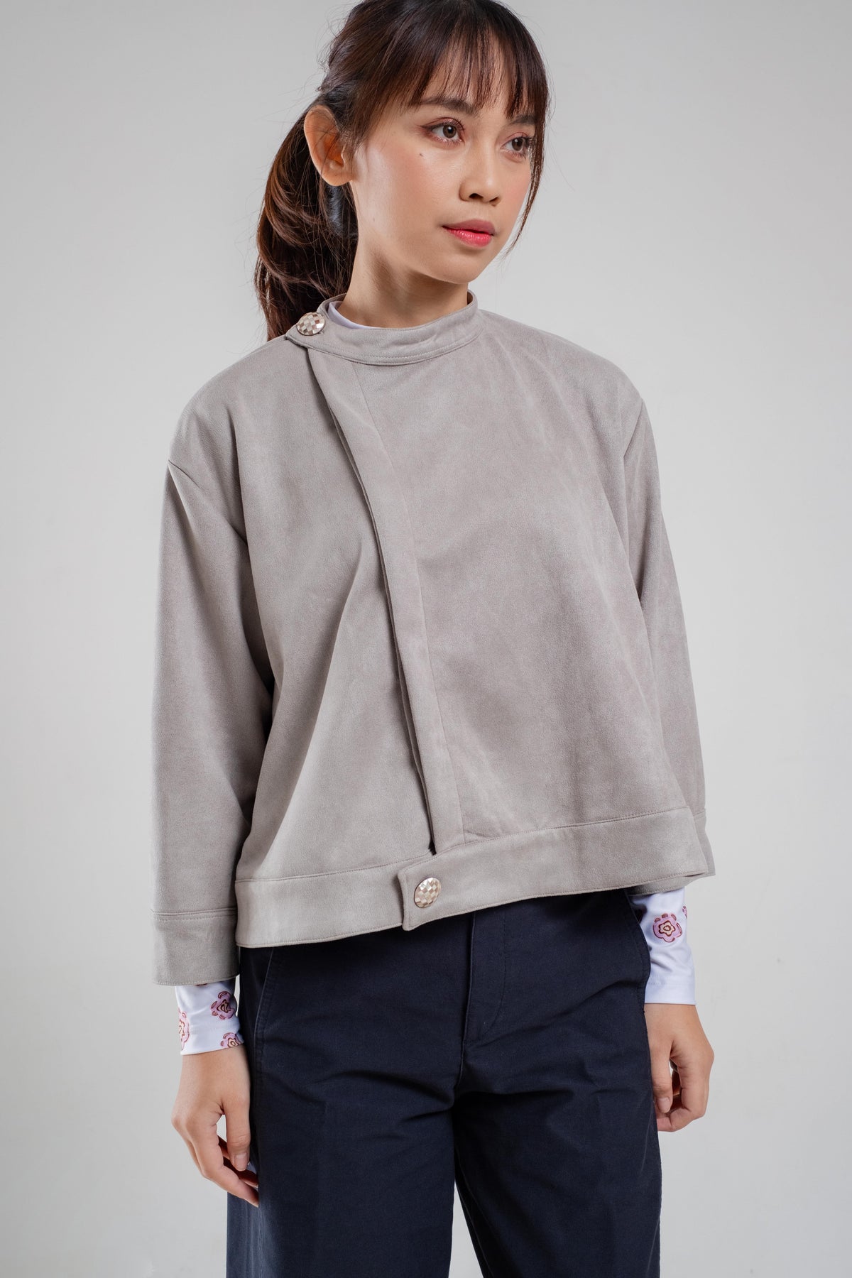 Twirl Suede Jacket Grey - Dua Design