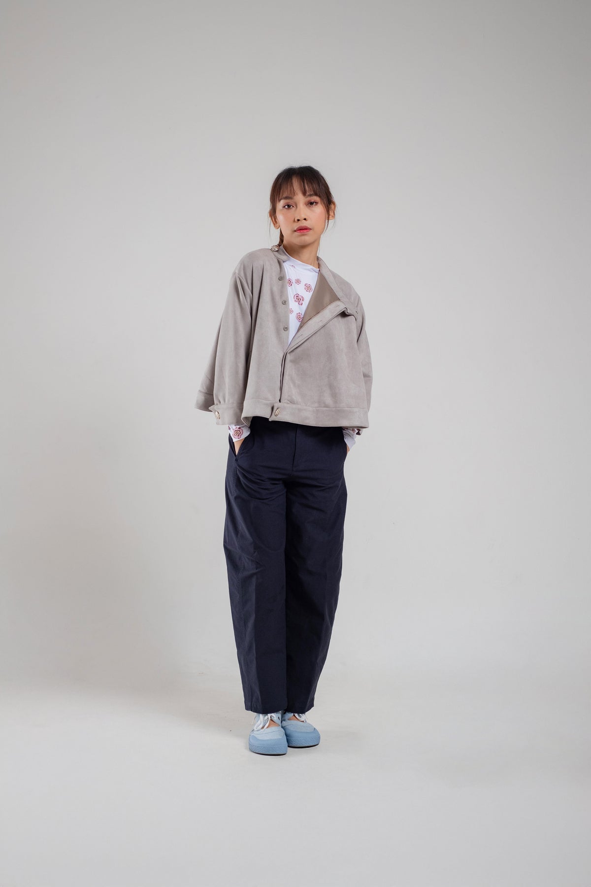 Twirl Suede Jacket Grey - Dua Design