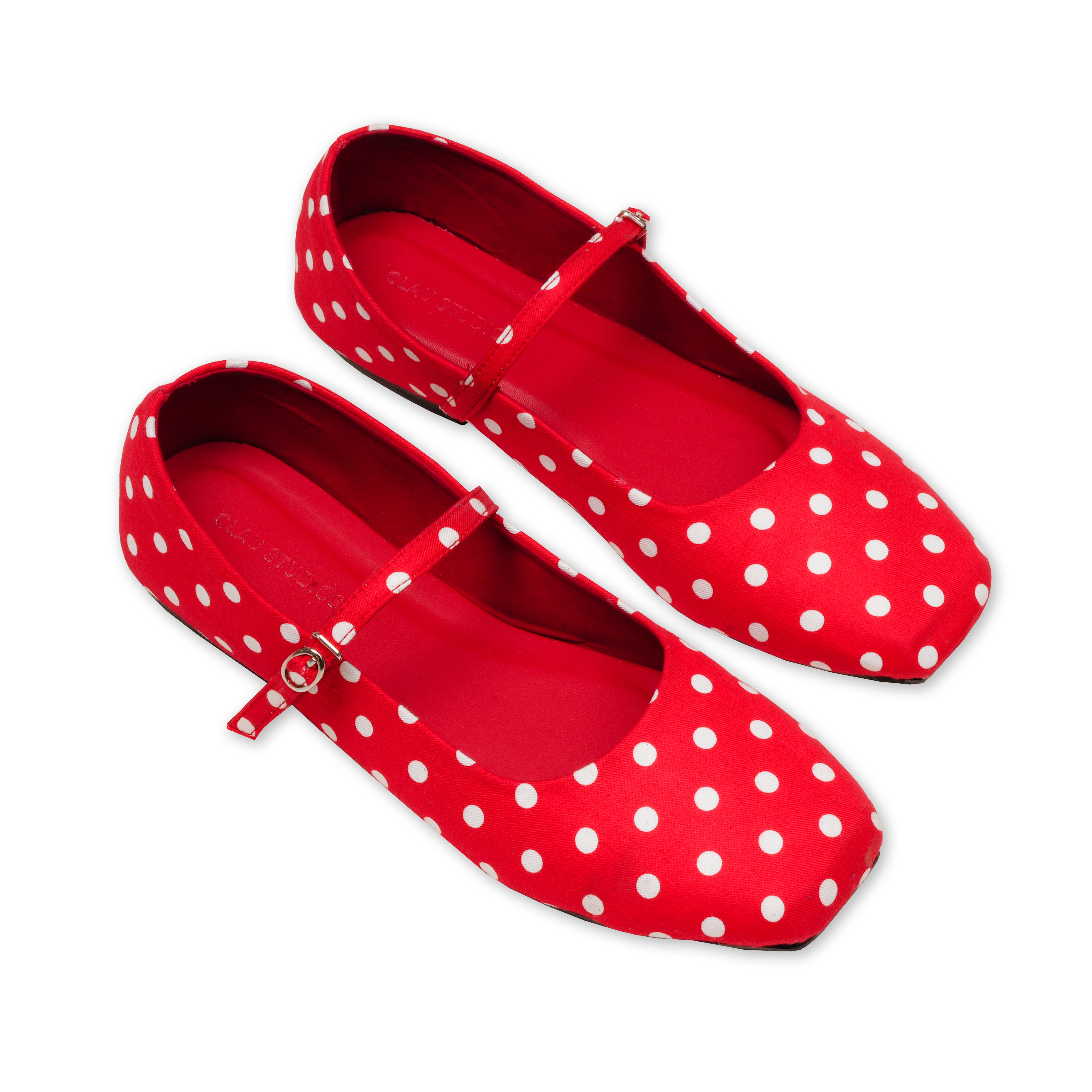 Dotte Polkadot Flats Cherry Red - Clau Studios