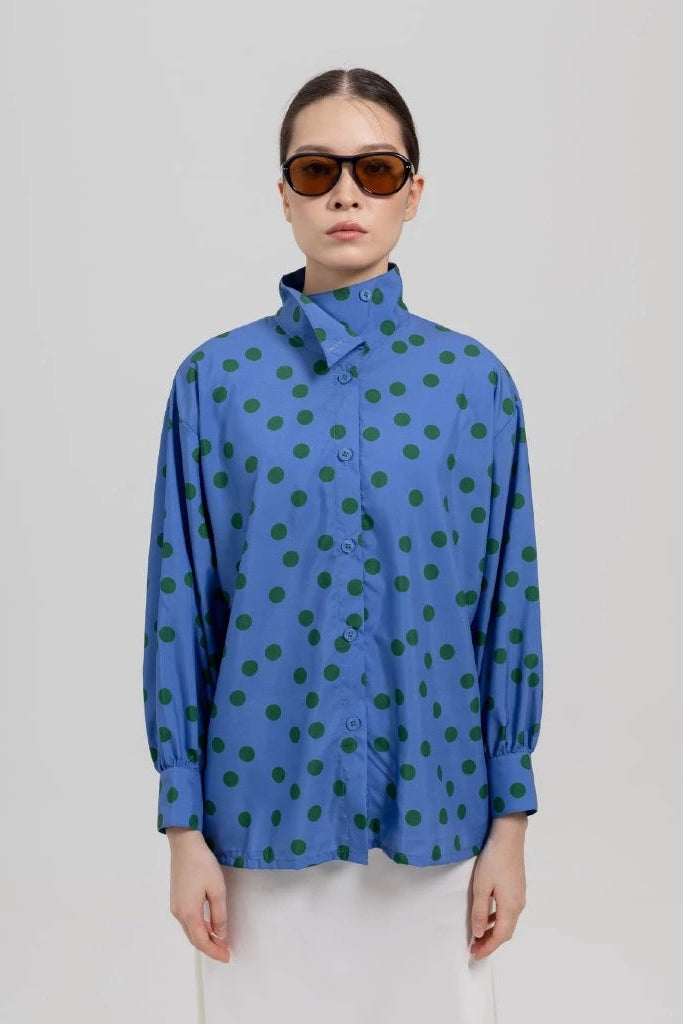 Esme High Collar Blue - Tuff Puff