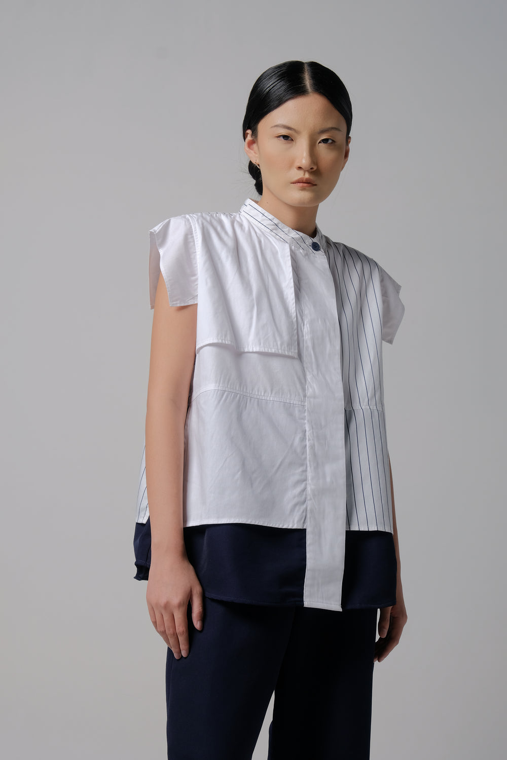 Moru Shirt Stripe White Navy - Kajuaruna